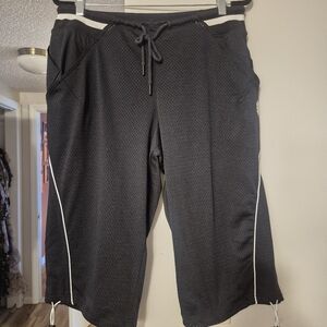 Free People Black Athletic Mesh Shorts with White Piping L Fits XL 16 +